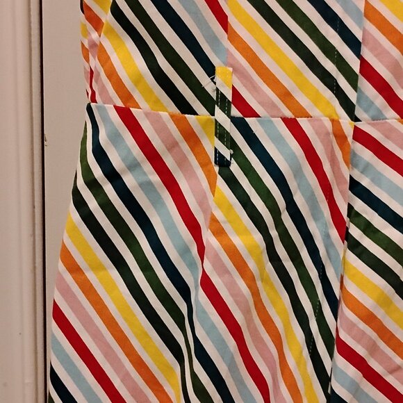 ModCloth x Collectif large L Jumpsuit Women's Darcie Rainbow Stripe US 10 UK 14 - Picture 2 of 9
